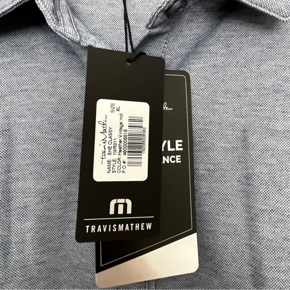 TravisMathew Women’s She Classy Ladies Golf Polo Shirt Heather Vintage Indigo XL - Picture 6 of 9